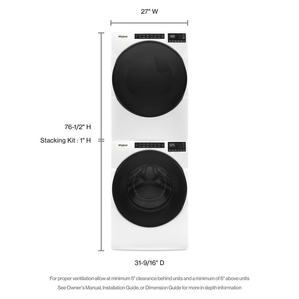 7.4 cu. ft. Front Load Electric Dryer with Intuitive Touch Controls - (WED5620HW) - WHIRLPOOL