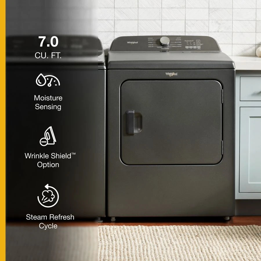 7.0 Cu. Ft. Whirlpool?? Top Load Electric Dryer with Moisture Sensor - (WED6150PB) - WHIRLPOOL