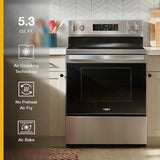30-inch Energy Star Electric Range with Air Cooking Technology, No Preheat Air Fry and Air Baking and Self Clean - (WFES5030RS)
