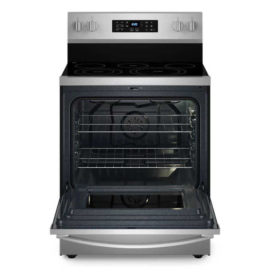 30-inch Energy Star Electric Range with Air Cooking Technology, No Preheat Air Fry and Air Baking and Self Clean - (WFES5030RS)
