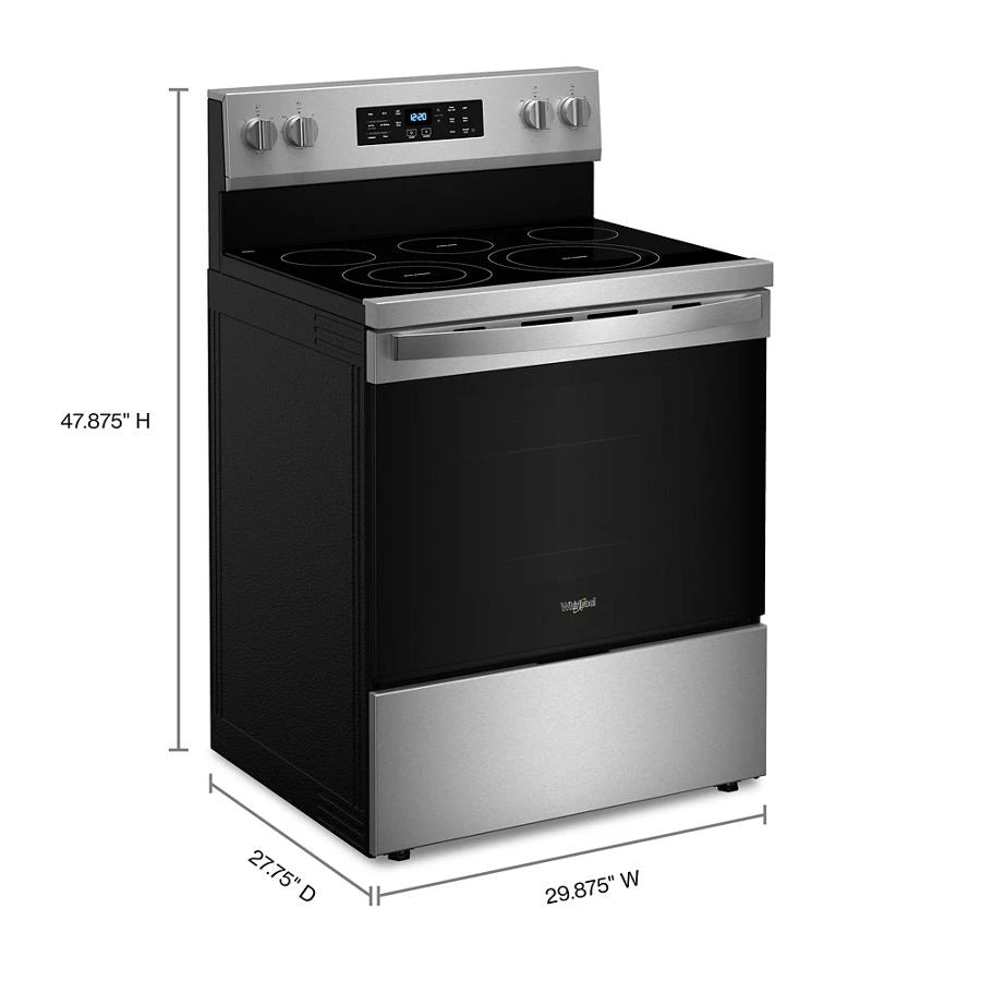 30-inch Energy Star Electric Range with Air Cooking Technology, No Preheat Air Fry and Air Baking and Self Clean - (WFES5030RS)