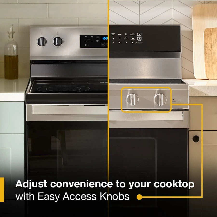 30-inch Electric Smart Range with Air Cooking Technology, No Preheat Air Fry, High Speed Preheat Oven, WipeClean™ Coating, and Steam/Self Clean - (WFES7530RB)