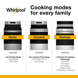 30-inch Electric Smart Range with Air Cooking Technology, No Preheat Air Fry, High Speed Preheat Oven, WipeClean™ Coating, and Steam/Self Clean - (WFES7530RW)