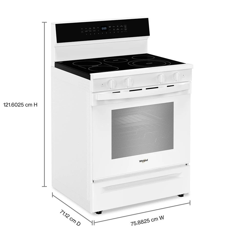 30-inch Electric Smart Range with Air Cooking Technology, No Preheat Air Fry, High Speed Preheat Oven, WipeClean™ Coating, and Steam/Self Clean - (WFES7530RW)