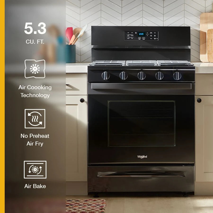30-inch Gas Range with Air Cooking Technology, No Preheat Air Fry and Air Baking and Self Clean - (WFGS5030RB)