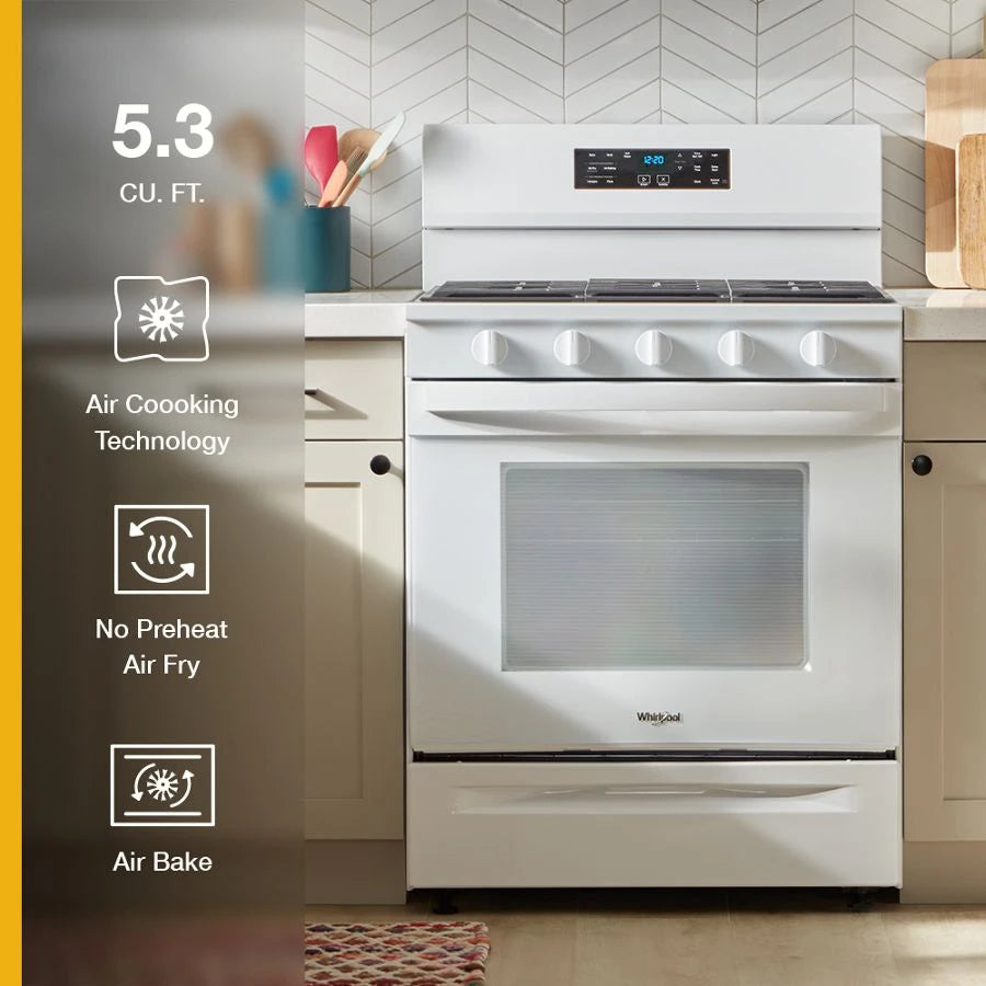 30-inch Gas Range with Air Cooking Technology, No Preheat Air Fry and Air Baking and Self Clean - (WFGS5030RW)