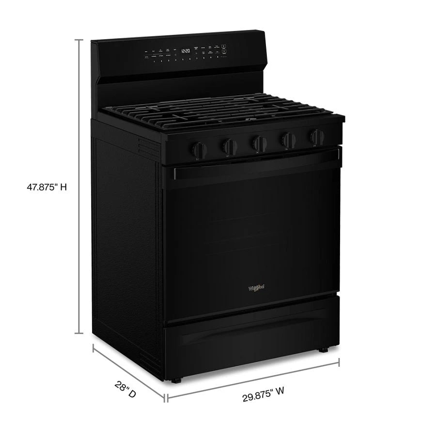 30-inch Smart Gas Range with Air Cooking Technology, No Preheat Air Fry, Steam/Self Clean and High Speed Preheat - (WFGS7530RB)