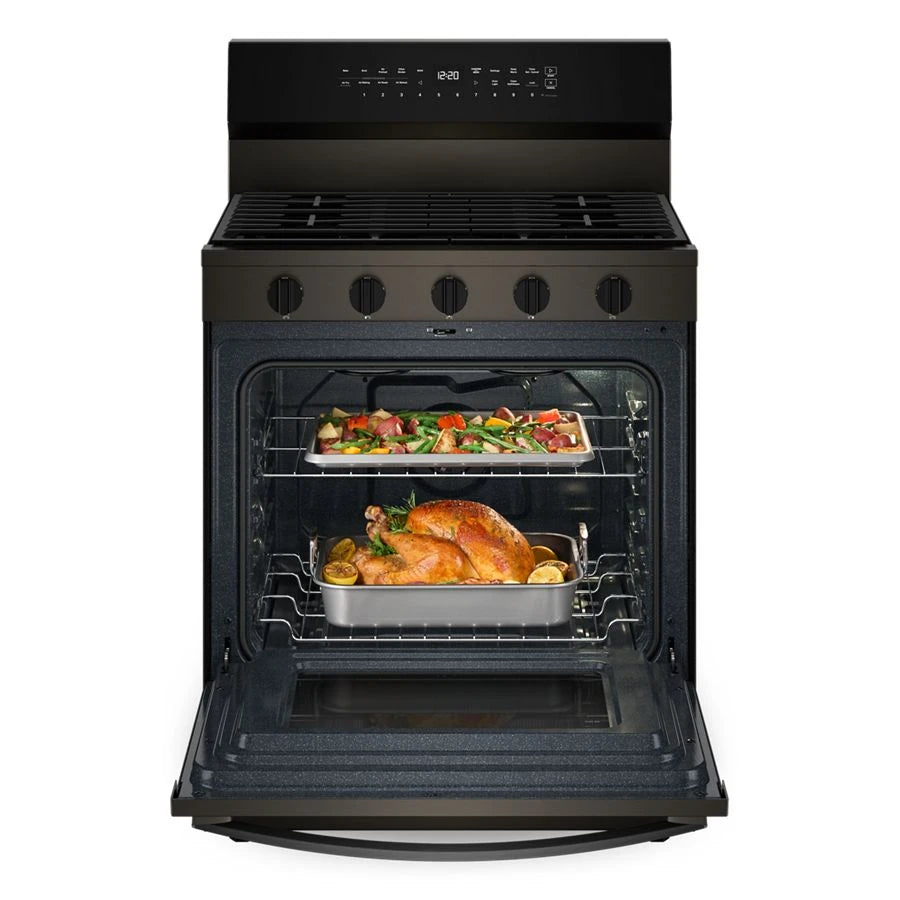 30-inch Smart Gas Range with Air Cooking Technology, No Preheat Air Fry, Steam/Self Clean and High Speed Preheat - (WFGS7530RV)