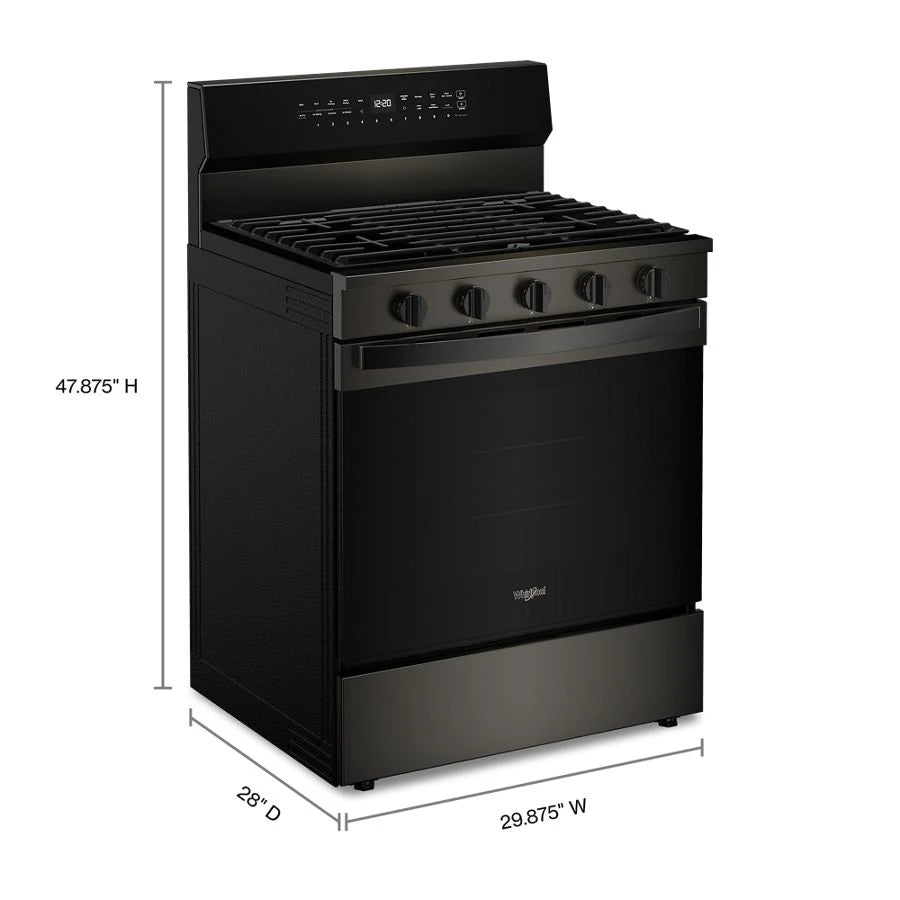 30-inch Smart Gas Range with Air Cooking Technology, No Preheat Air Fry, Steam/Self Clean and High Speed Preheat - (WFGS7530RV)