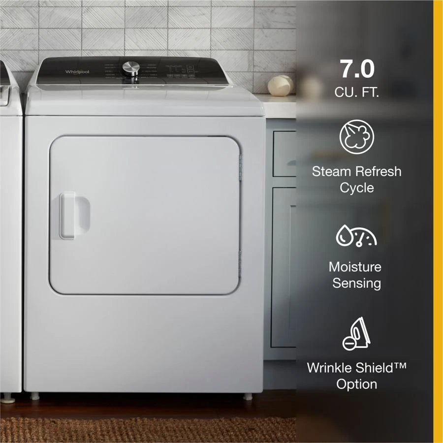 7.0 Cu. Ft. Top Load Gas Moisture Sensing Dryer with Steam - (WGD5050LW) - WHIRLPOOL