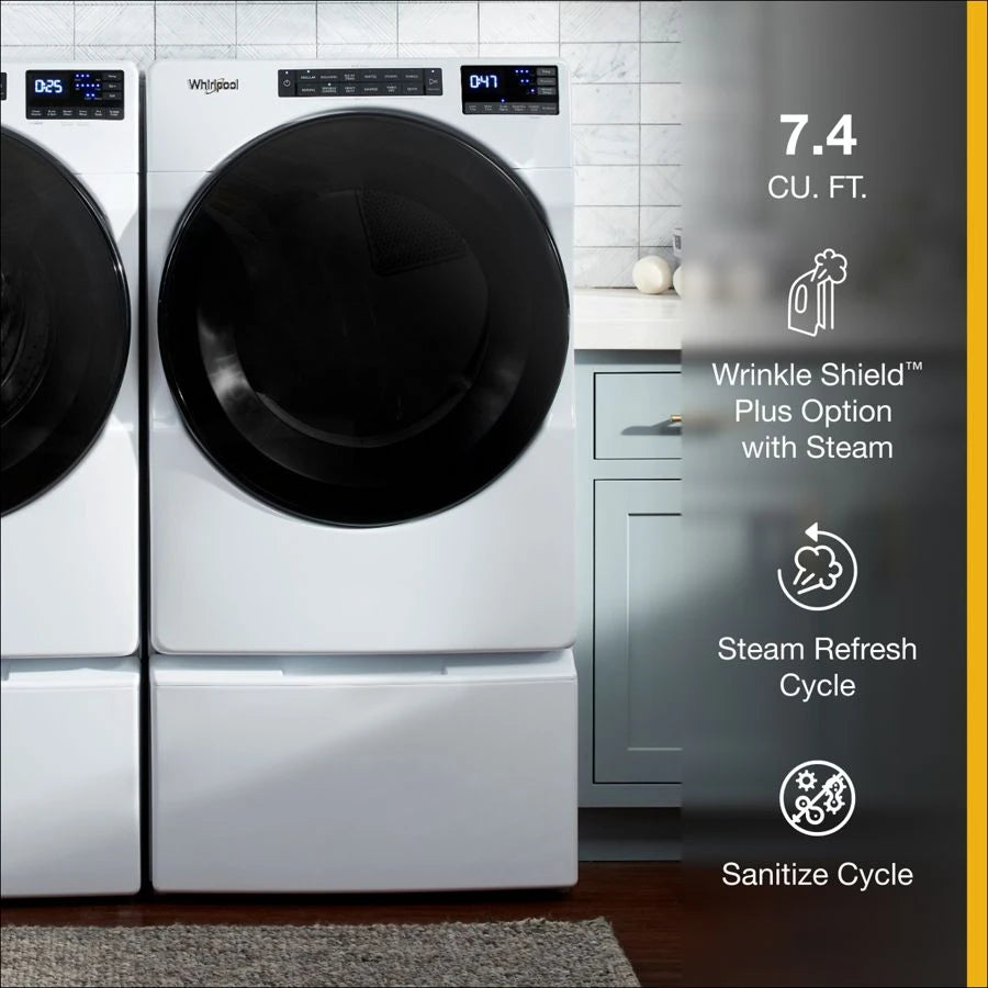 7.4 Cu. Ft. Gas Wrinkle Shield Dryer with Steam - (WGD6605MW) - WHIRLPOOL