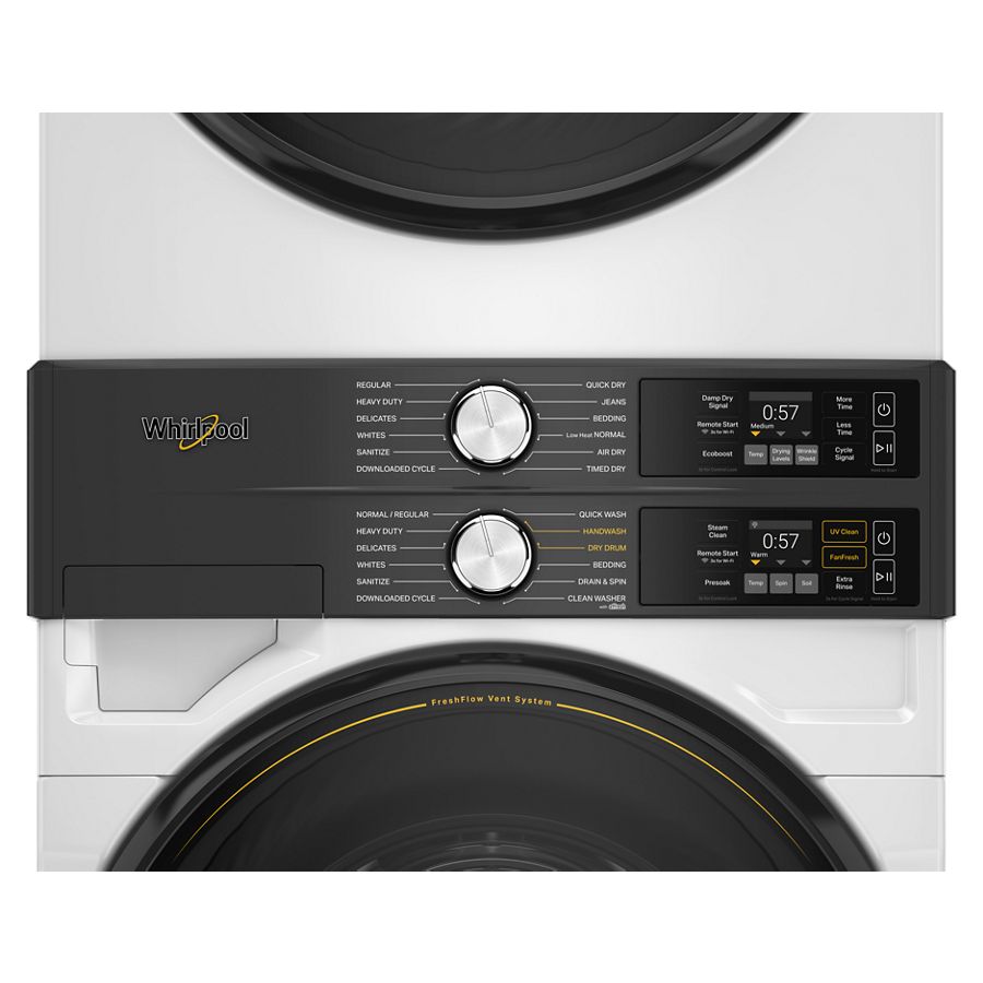 Smart ENERGY STAR® Front Load Laundry Tower with UV Clean Technology & FreshFlowTM Vent System 4.5 cu. ft. Washer & 7.4 cu. ft. Gas Dryer - (WGF5727TW) -