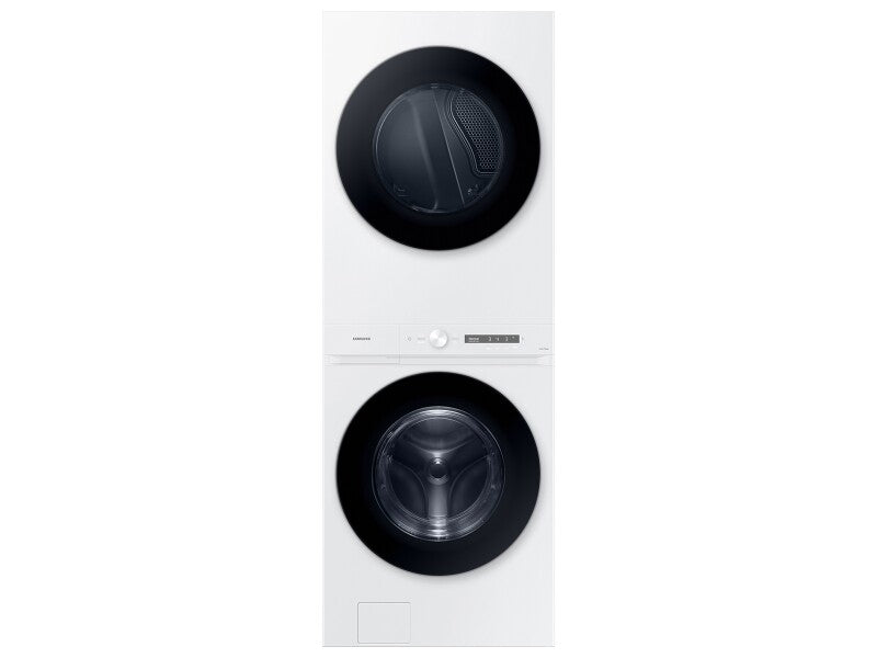 Bespoke AI Laundry Hub™ 4.6 cu. ft. Large Capacity Single Unit Washer with Steam Wash and 7.6 cu. ft. Gas Dryer in White - (WH46DBH100EWA3)