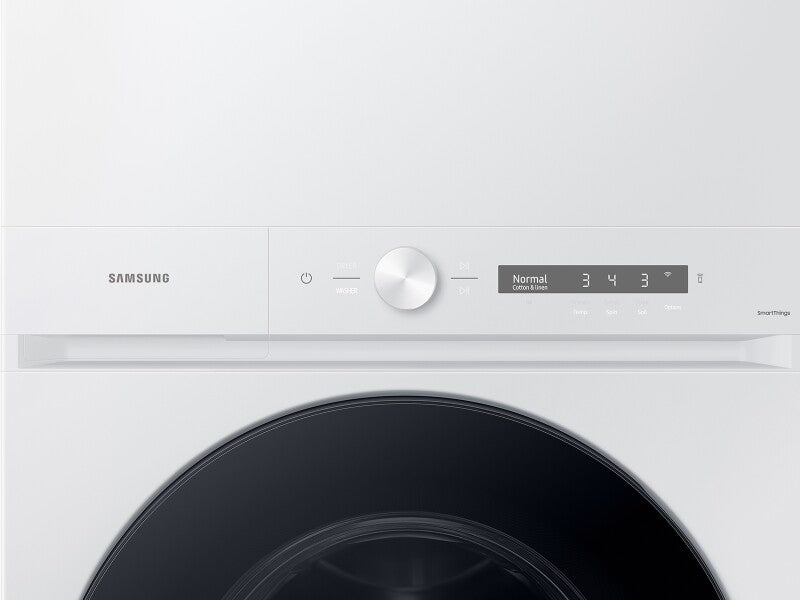 Bespoke AI Laundry Hub™ 4.6 cu. ft. Large Capacity Single Unit Washer with Steam Wash and 7.6 cu. ft. Gas Dryer in White - (WH46DBH100EWA3)