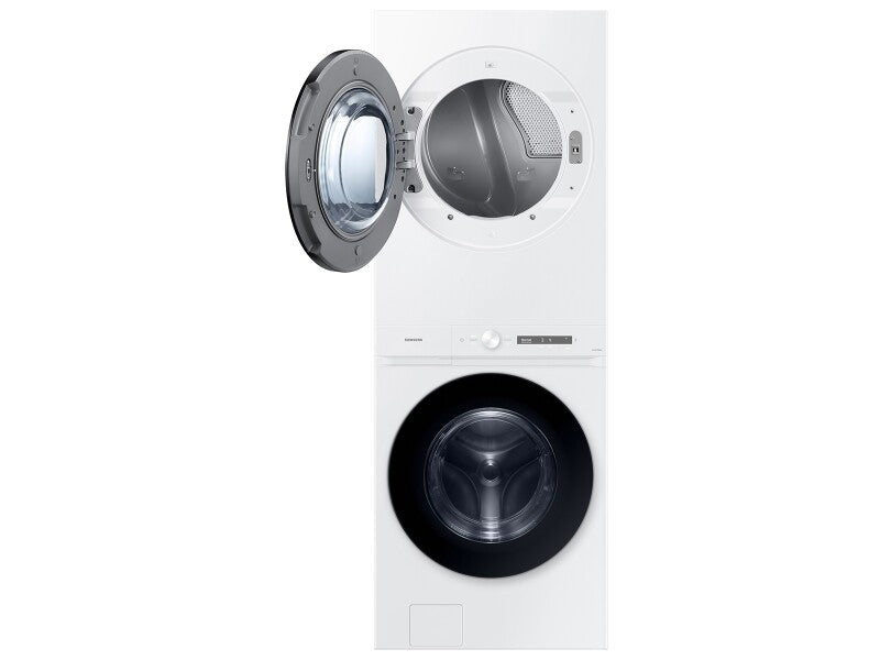 Bespoke AI Laundry Hub™ 4.6 cu. ft. Large Capacity Single Unit Washer with Steam Wash and 7.6 cu. ft. Gas Dryer in White - (WH46DBH100EWA3)