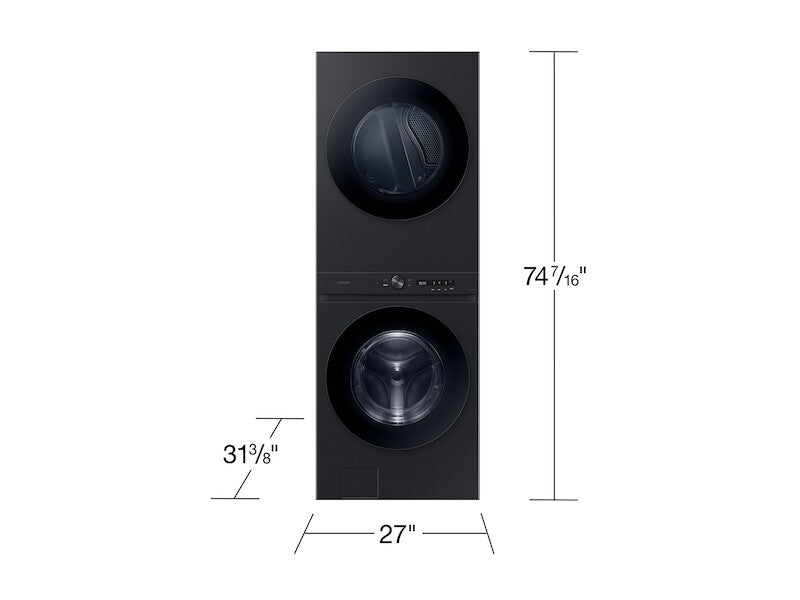 Bespoke 4.6 cu. ft. AI Laundry Hub™ Large Capacity Single Unit Washer with Flex Auto Dispense System and 7.6 cu. ft. Electric Dryer in Brushed Black - (WH46DBH500EVA3)