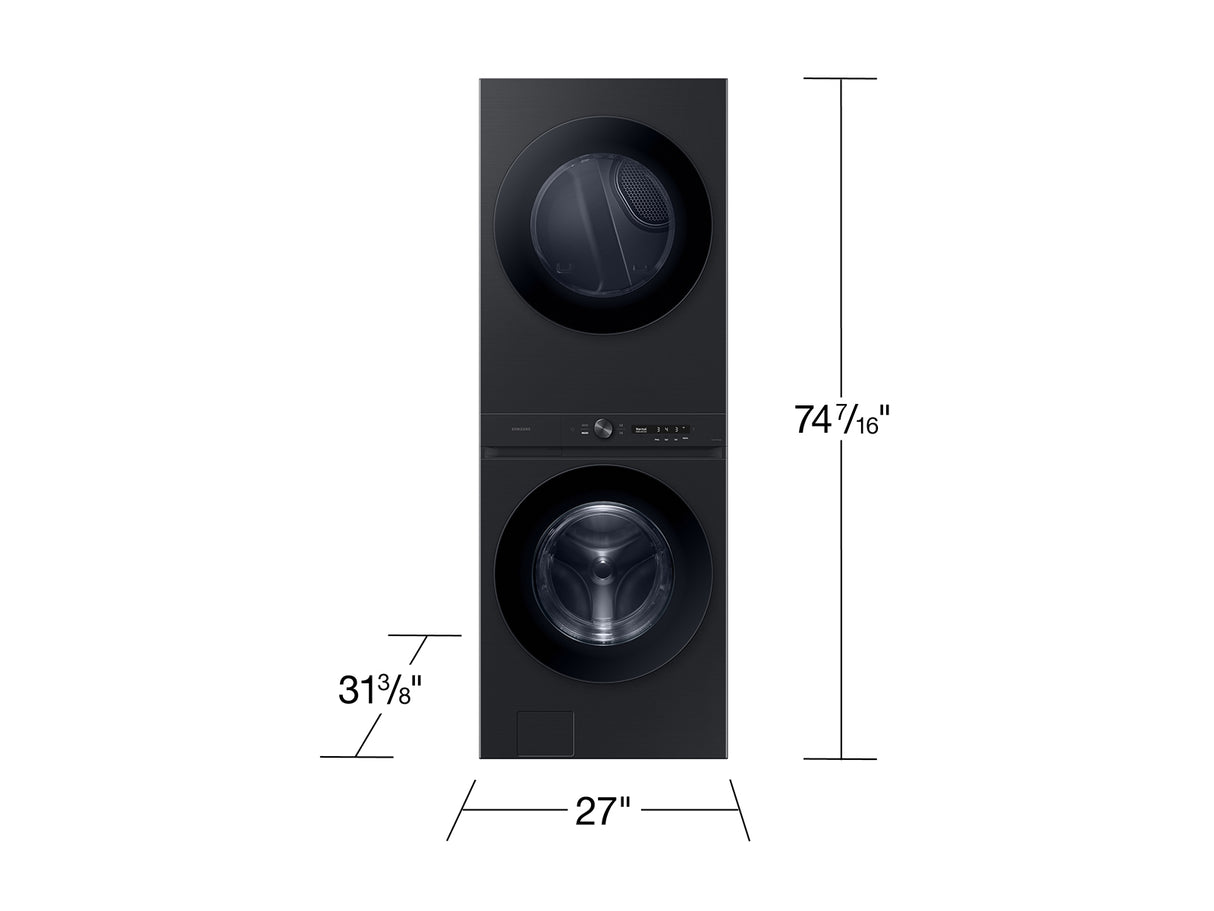 Bespoke AI Laundry Hub™ 4.6 cu. ft. Large Capacity Single Unit Washer with Flex Auto Dispense System and 7.6 cu. ft. Gas Dryer in Brushed Black - (WH46DBH500GVA3)