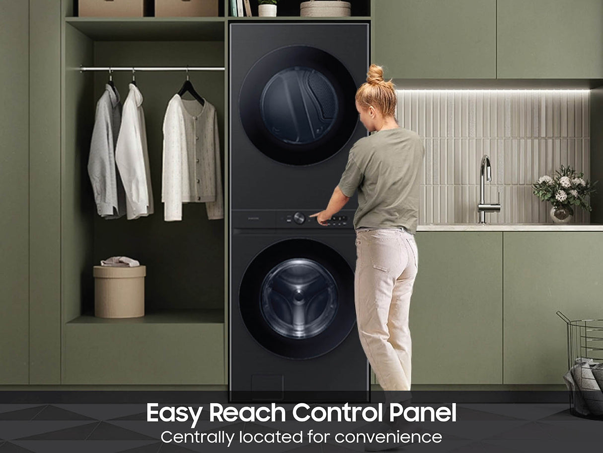 Bespoke AI Laundry Hub™ 4.6 cu. ft. Large Capacity Single Unit Washer with Flex Auto Dispense System and 7.6 cu. ft. Gas Dryer in Brushed Black - (WH46DBH500GVA3)