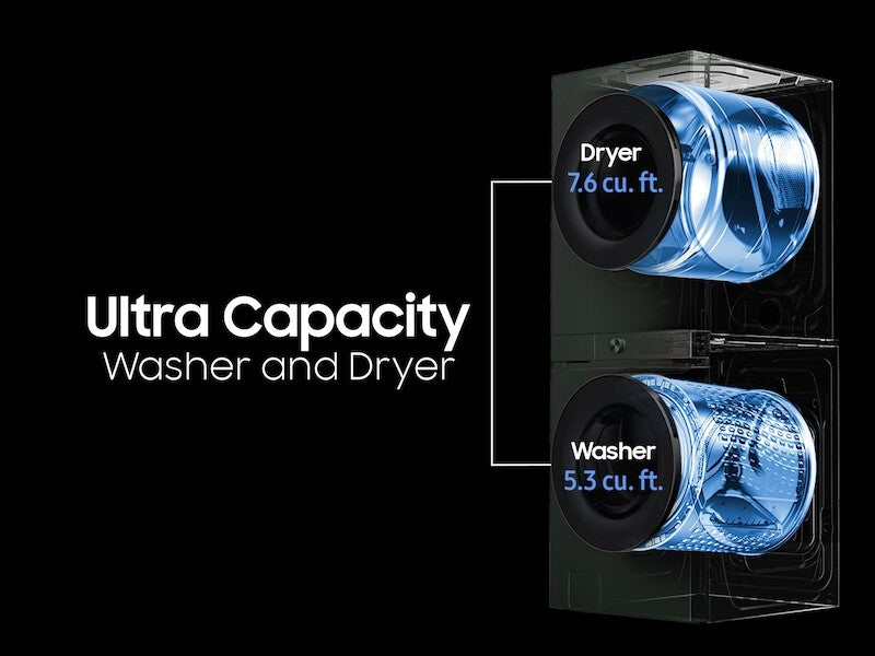 Bespoke 5.3 cu. ft. AI Laundry Hub™ Ultra Capacity Single Unit Washer with AI OptiWash™ and 7.6 cu. ft. Gas Dryer in Satin Green - (WH53DBH700GFA3)