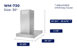 WM-730 Wall Mount Range Hood - Convertible - Pro-Style Design