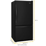33-inches wide Bottom-Freezer Refrigerator with SpillGuard??? Glass Shelves - 22 cu. ft - (WRB322DMBB) - WHIRLPOOL