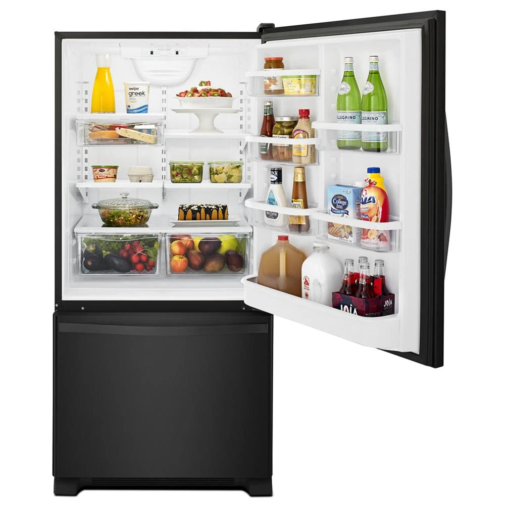 33-inches wide Bottom-Freezer Refrigerator with SpillGuard??? Glass Shelves - 22 cu. ft - (WRB322DMBB) - WHIRLPOOL