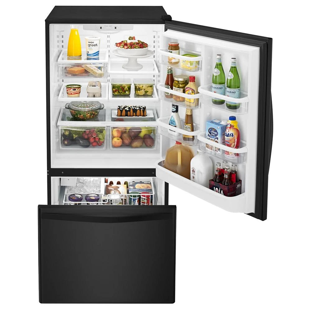 33-inches wide Bottom-Freezer Refrigerator with SpillGuard??? Glass Shelves - 22 cu. ft - (WRB322DMBB) - WHIRLPOOL