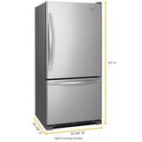 33-inches wide Bottom-Freezer Refrigerator with SpillGuard??? Glass Shelves - 22 cu. ft - (WRB322DMBM) - WHIRLPOOL