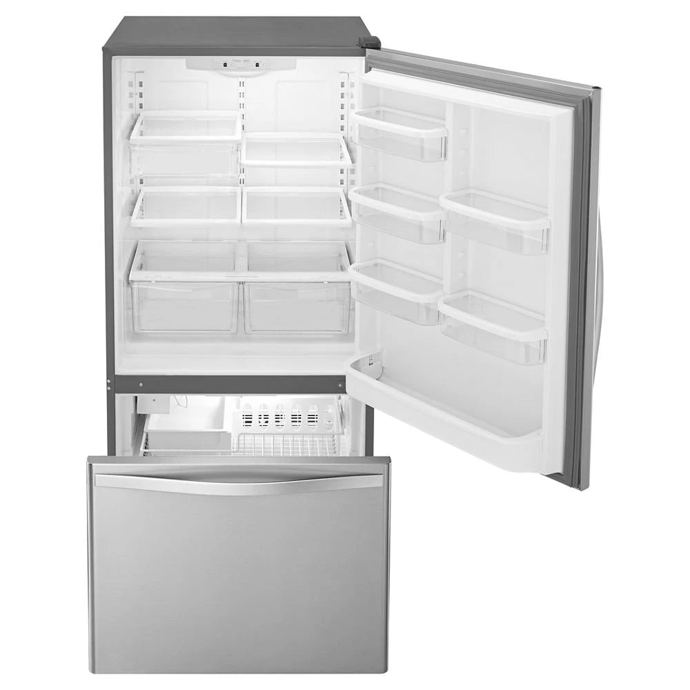 33-inches wide Bottom-Freezer Refrigerator with SpillGuard??? Glass Shelves - 22 cu. ft - (WRB322DMBM) - WHIRLPOOL
