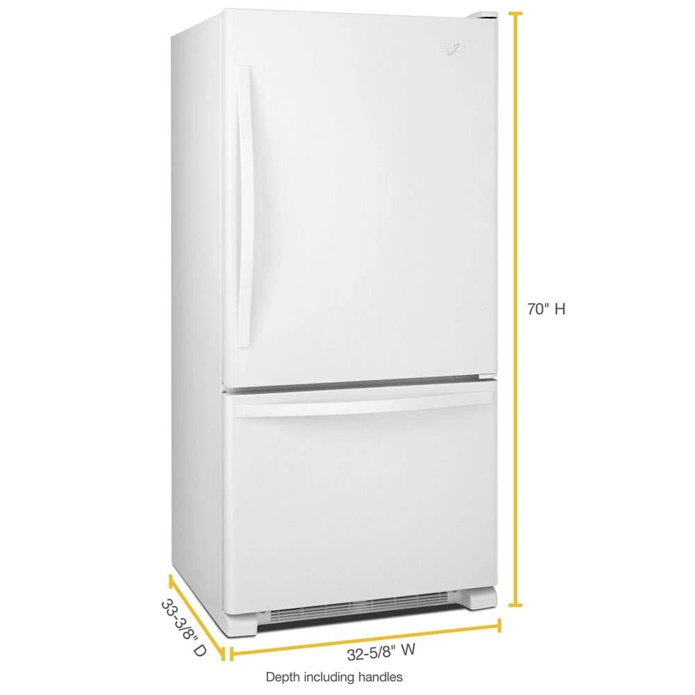 33-inches wide Bottom-Freezer Refrigerator with SpillGuard??? Glass Shelves - 22 cu. ft - (WRB322DMBW) - WHIRLPOOL