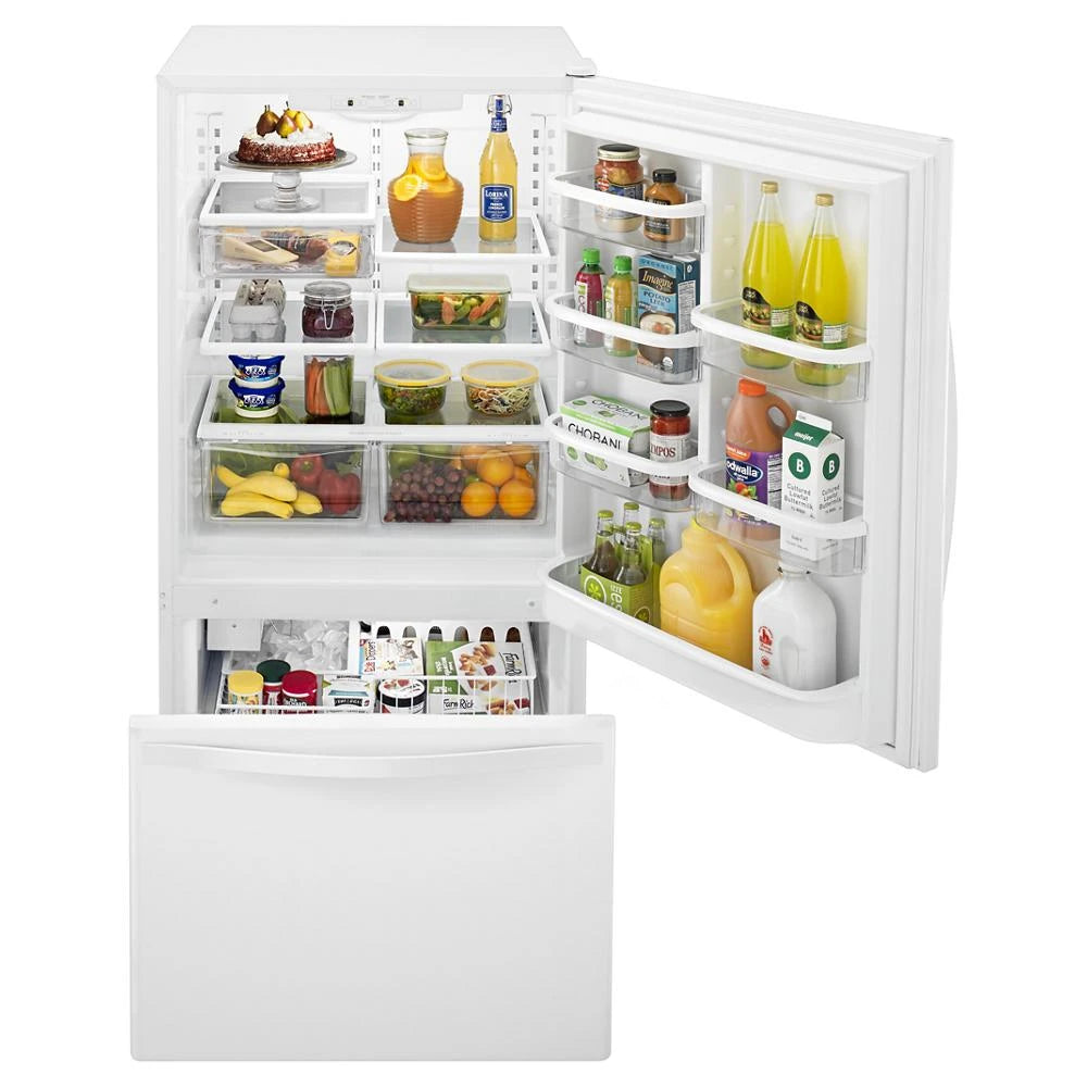 33-inches wide Bottom-Freezer Refrigerator with SpillGuard??? Glass Shelves - 22 cu. ft - (WRB322DMBW) - WHIRLPOOL