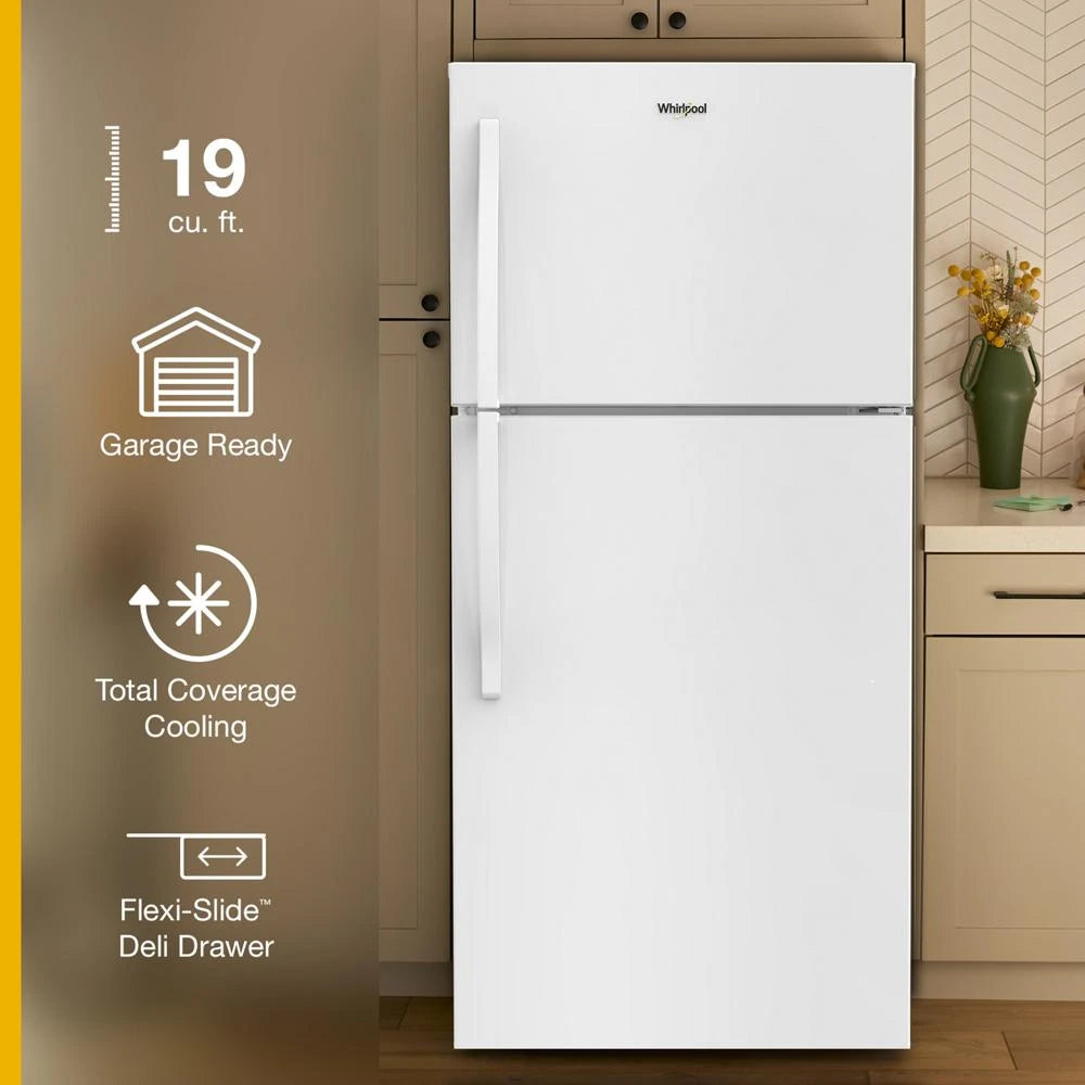 Whirlpool® 29.5-inch Wide Top Freezer Refrigerator with Total Coverage Cooling- 19.2 Cu. Ft. - (WRTX7419SW)