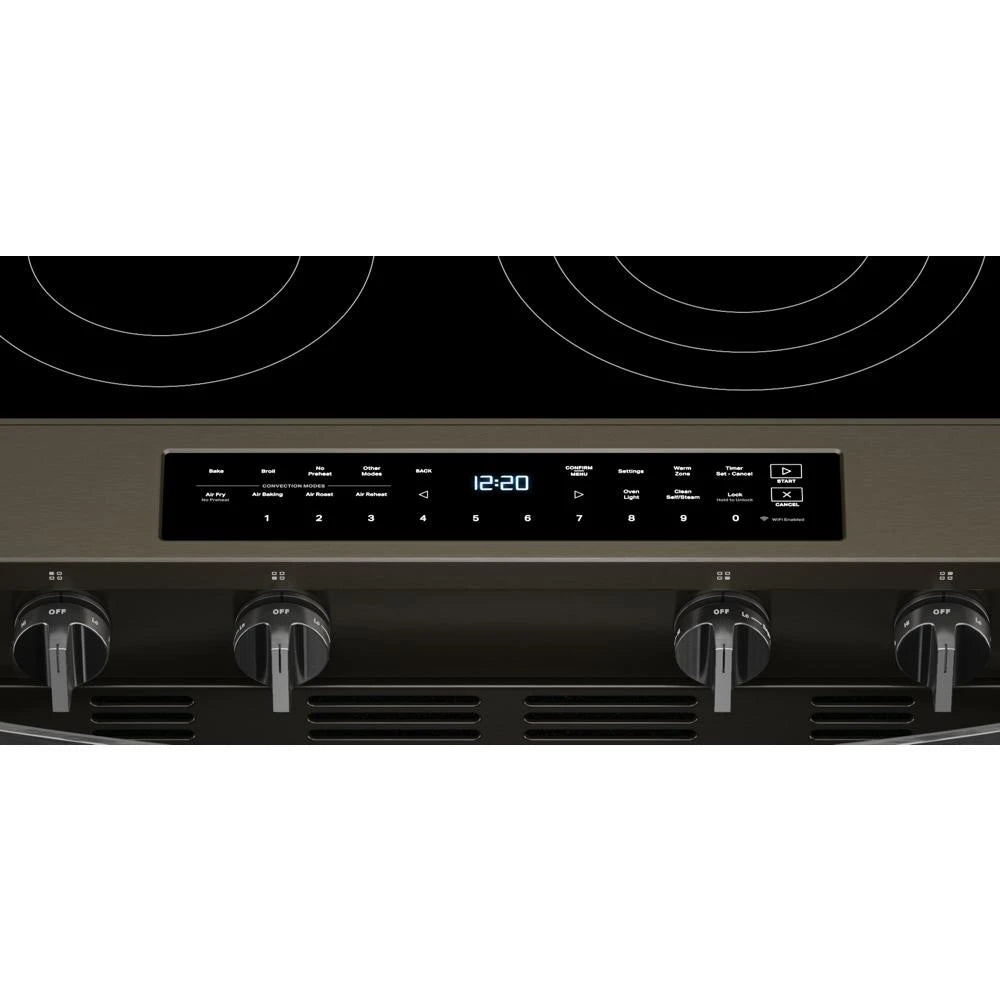 30-inch Smart Slide in Electric Range with Air Cooking Technology, No Preheat Air Fry, WipeClean™ Coating, Steam/Self Clean and High Speed Preheat - (WSES7530RV)