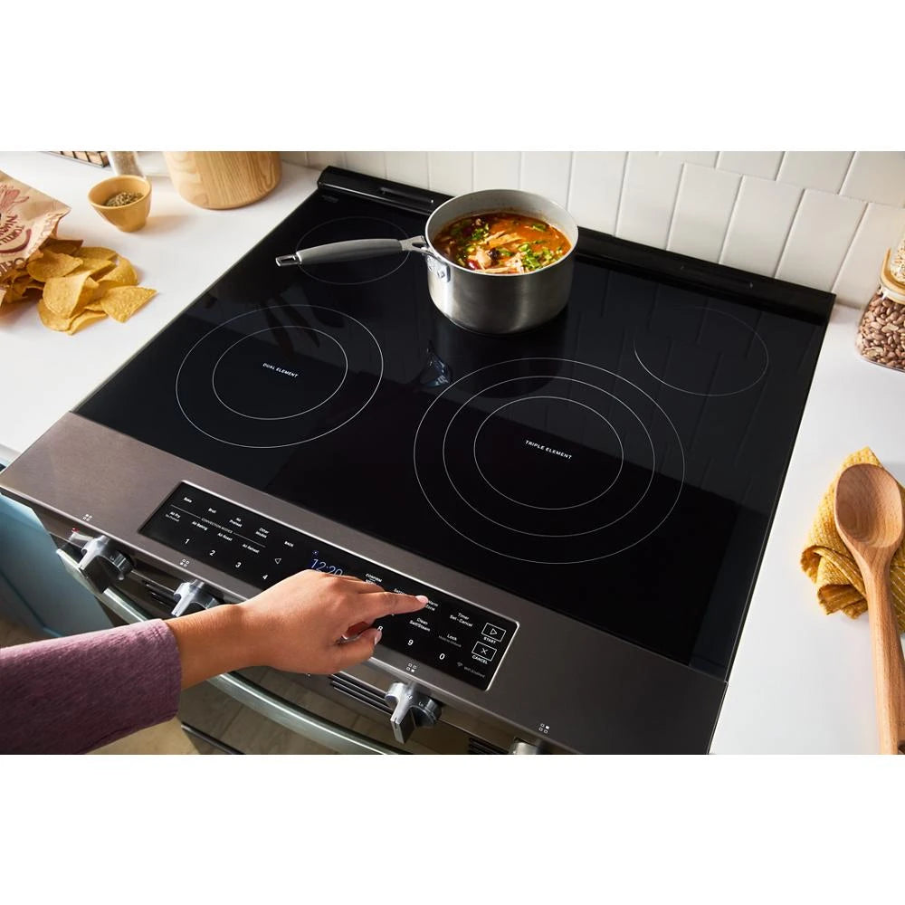 30-inch Smart Slide in Electric Range with Air Cooking Technology, No Preheat Air Fry, WipeClean™ Coating, Steam/Self Clean and High Speed Preheat - (WSES7530RV)