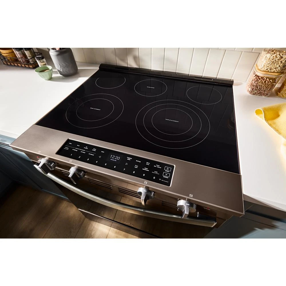 30-inch Smart Slide in Electric Range with Air Cooking Technology, No Preheat Air Fry, WipeClean™ Coating, Steam/Self Clean and High Speed Preheat - (WSES7530RV)