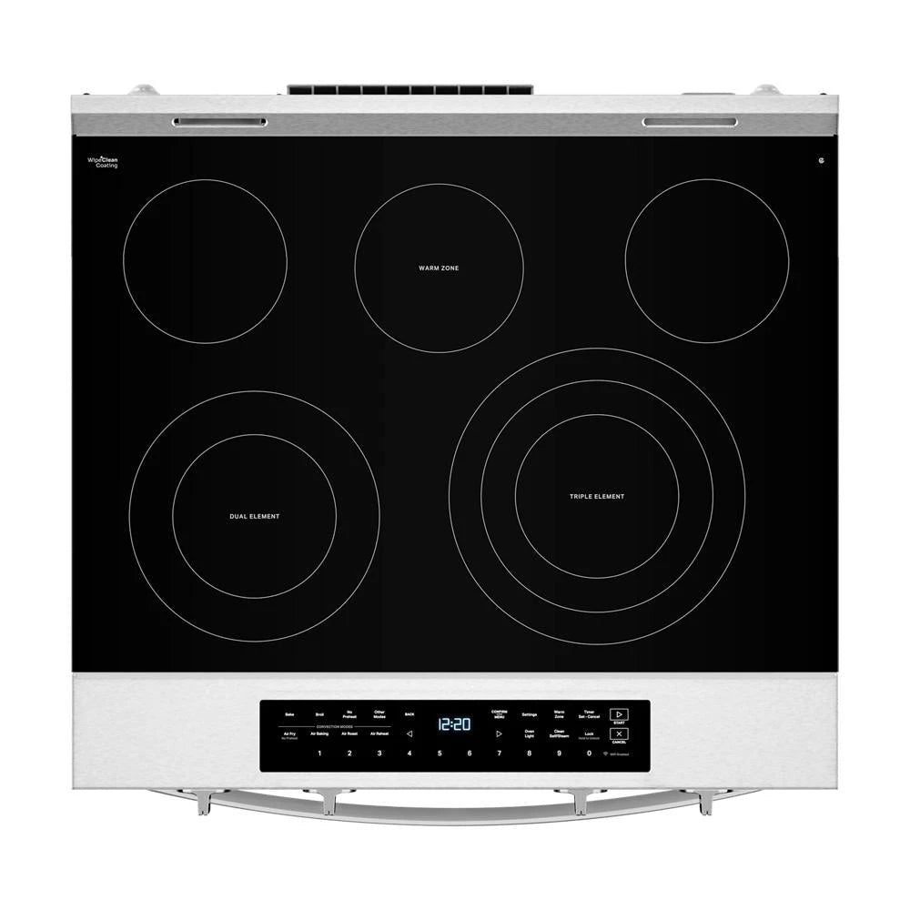 30-inch Smart Slide in Electric Range with Air Cooking Technology, No Preheat Air Fry, WipeClean™ Coating, Steam/Self Clean and High Speed Preheat - (WSES7530RZ)