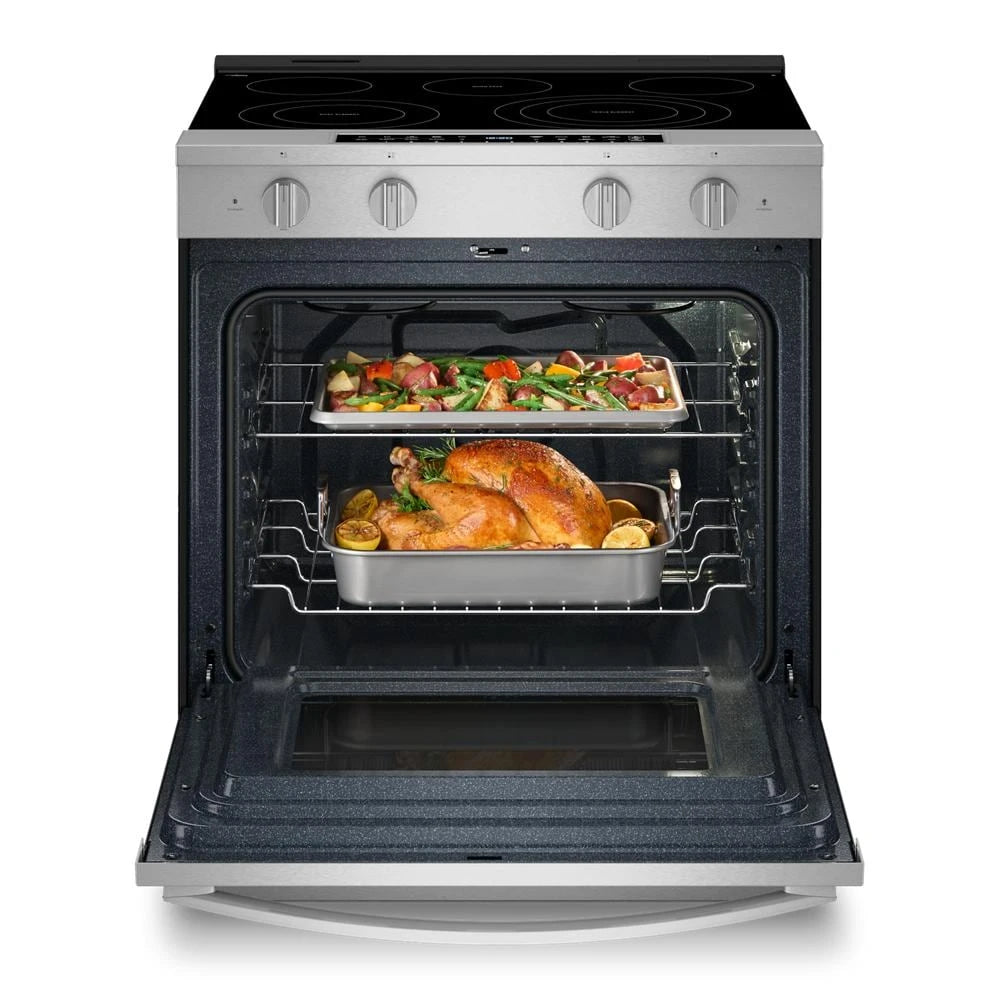 30-inch Smart Slide in Electric Range with Air Cooking Technology, No Preheat Air Fry, WipeClean™ Coating, Steam/Self Clean and High Speed Preheat - (WSES7530RZ)