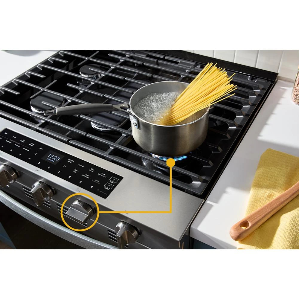 30-inch Smart Slide In Gas Range with Air Cooking Technology, No Preheat Air Fry, Steam/Self Clean and High Speed Preheat - (WSGS7530RV)