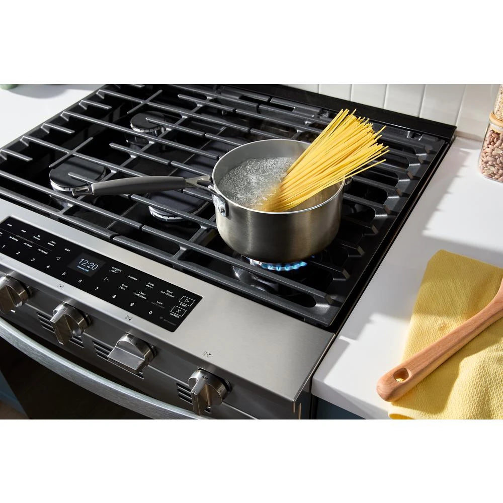 WSGS7530RZ- Whirlpool 30-inch Smart Slide In Gas Range with Air Cooking Technology, No Preheat Air Fry, Steam/Self Clean and High Speed Preheat, Stainless Steel - (WSGS7530RZ)