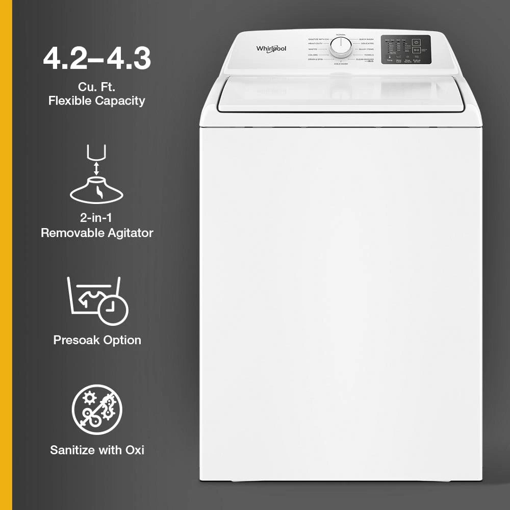 4.2 - 4.3 Cu. Ft. Top Load Washer with 2-in-1 Removable Agitator - (WTW4107SW)
