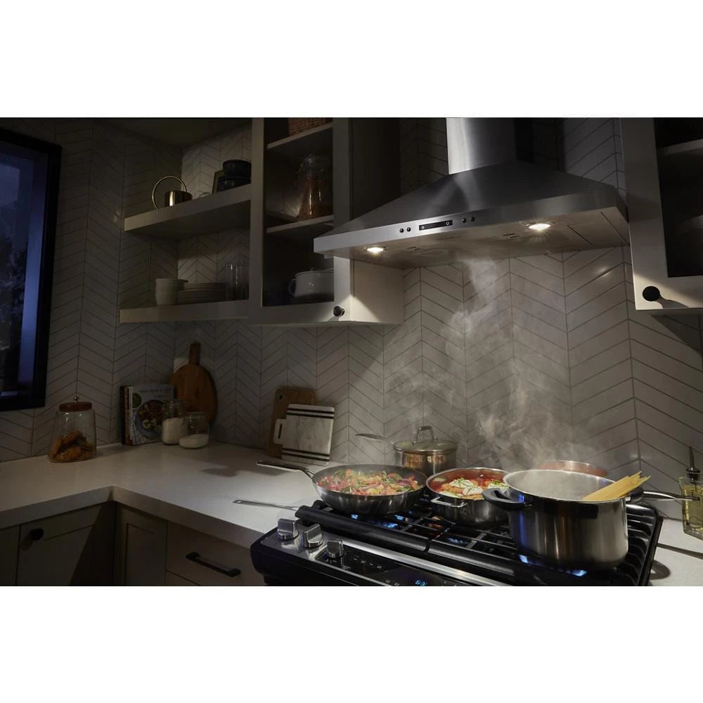 30" Chimney Wall Mount Range Hood with Dishwasher-Safe Grease Filters - (WVW93UC0LS)
