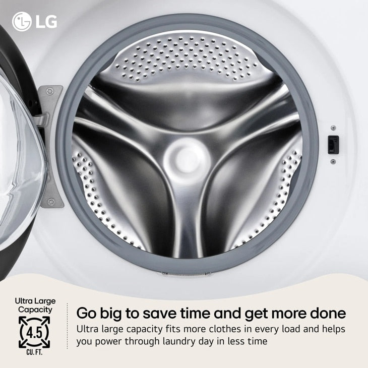 LG WM3420CW front load washer door open view