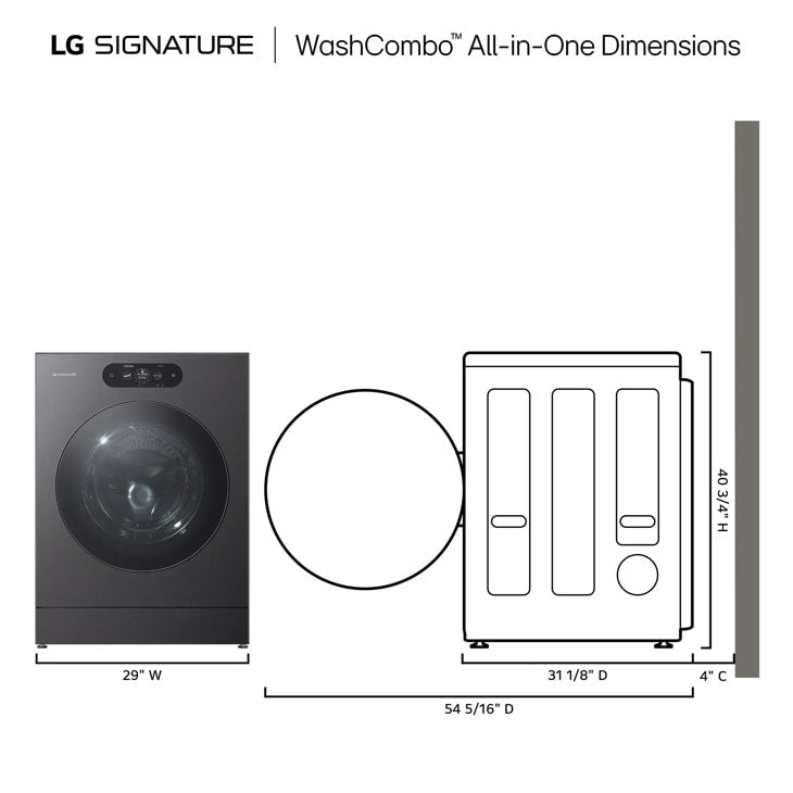 LG SIGNATURE WM9998HBA WashCombo All-in-One Washer Dryer detail view