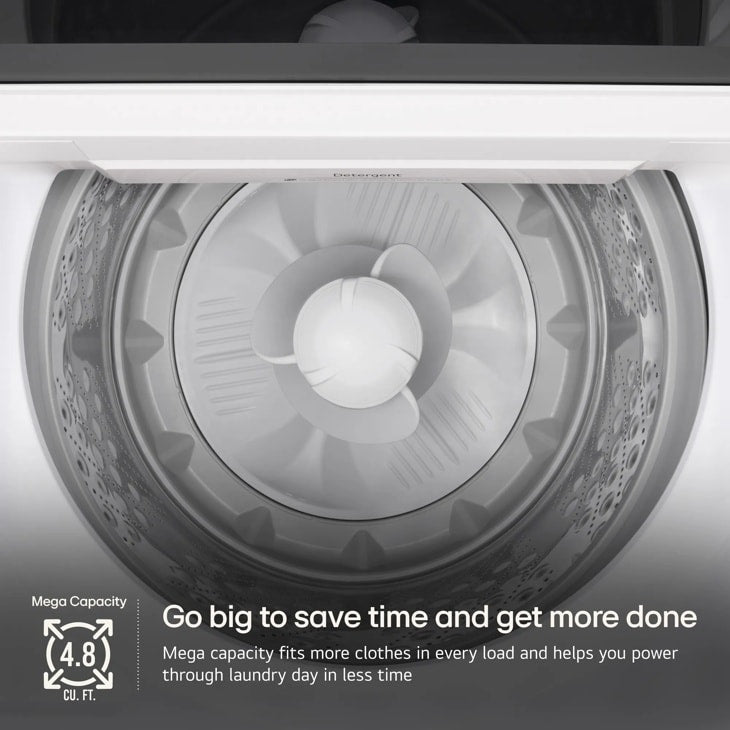 LG WT8205CW Top Load Washer 4.8 cu. ft. mega capacity drum