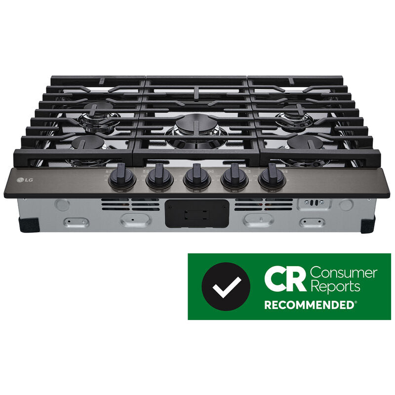 LG CBGJ3023D 30 in. 5-Burner Natural Gas Cooktop with Simmer Burner & Power Burner - Black Stainless
