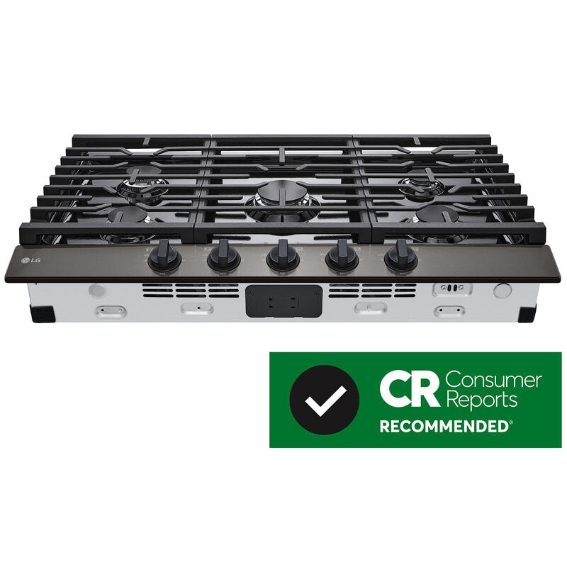 LG CBGJ3623D 36 in. 5-Burner Natural Gas Cooktop with Simmer Burner & Power Burner - Black Stainless