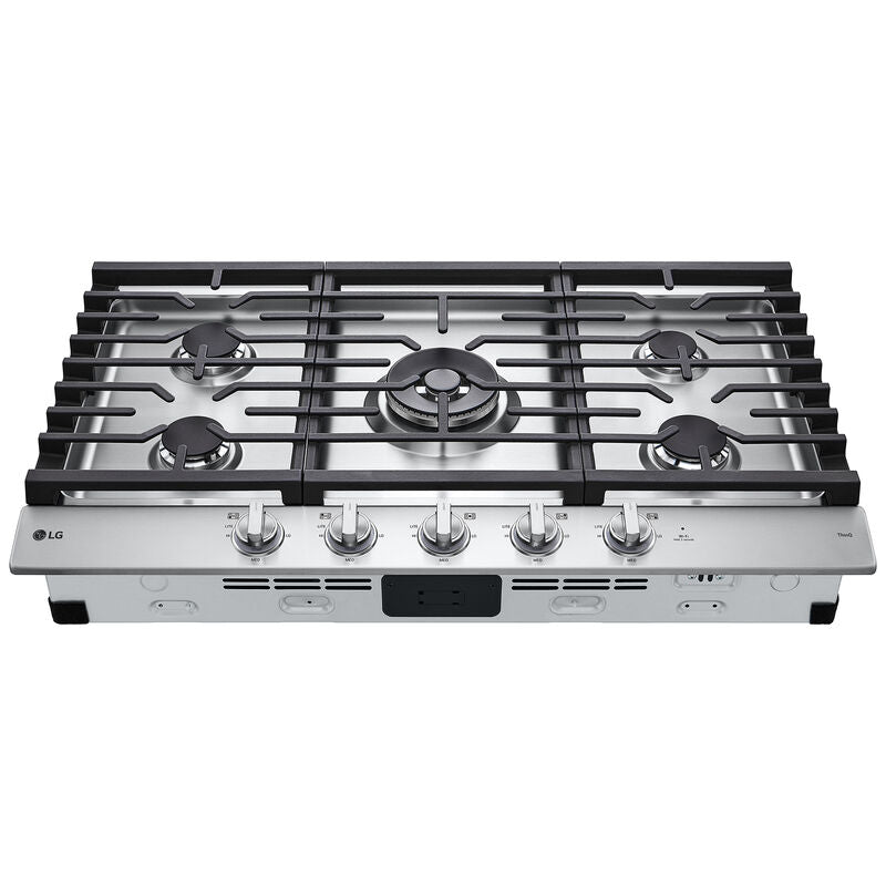 LG CBGJ3627S 36 in. 5-Burner Smart Natural Gas Cooktop with Griddle, Simmer Burner & Power Burner - Stainless Steel
