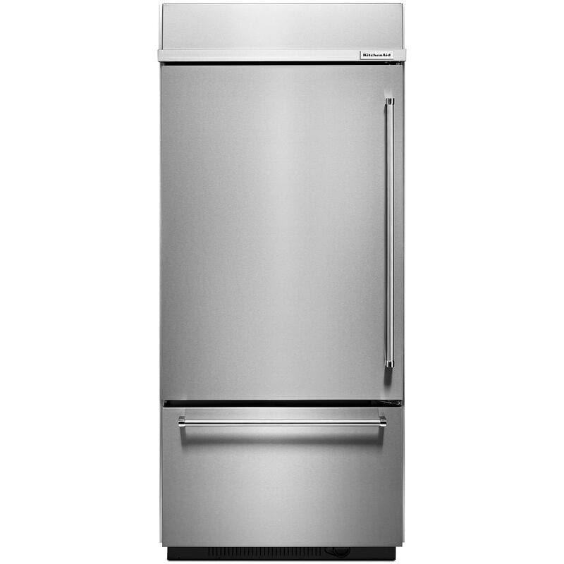 KitchenAid 36 in. 20.9 cu. ft. Built-In Counter Depth Bottom Freezer Refrigerator with Ice Maker Left Hinged - Stainless Steel