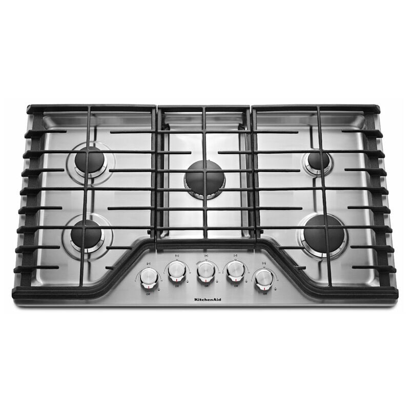 KitchenAid KCGS350ESS 30" Gas Cooktop 5 Sealed Burners Continuous Grates Stainless Steel