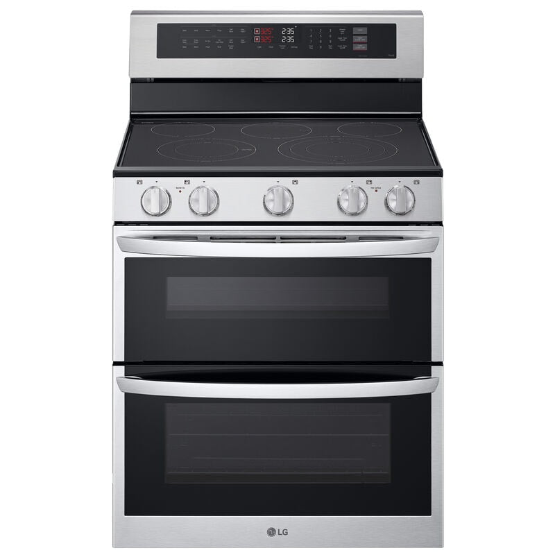LG LDEL7324SE 30 in. 7.3 cu. ft. Smart Air Fry True European Convection Double Oven Electric Range with Radiant Burners - Stainless Steel